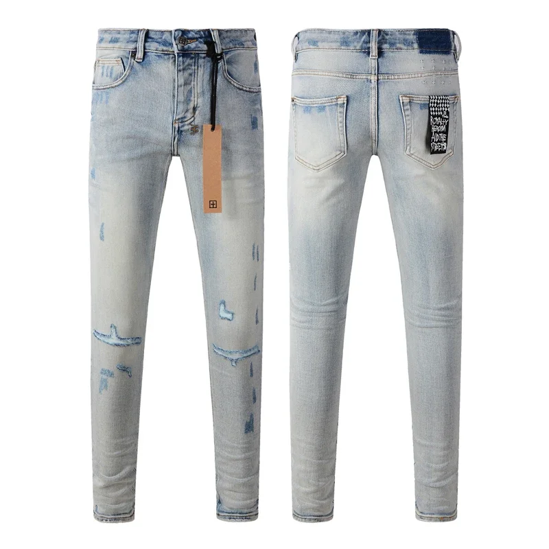 New High Quality Ksubi Cross Jeans American High Street Vintage Fringe Ripped Jeans Men Women Fashion Slim Low Rise Jeans 6