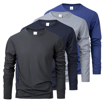 T-shirt da uomo primavera autunno manica lunga top casual tinta unita T-shirt nera di alta qualità abbigliamento classico da uomo