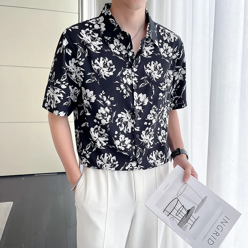 

Summer Fashion Thin Floral Shirts For Men Clothing 2023 Simple All Match Loose Casual Short Sleeve Blouse Homme Streetwear
