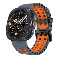 Breathable Silicone Sports Strap, Water - Resistant Band - Galaxy Ultra 2025 (Space gray orange)
