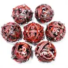 DnD Dice Set - 7 Piece Zinc Alloy Metal Hollow Dice, Red Pattern for RPG & Tabletop Games 5