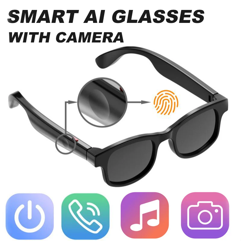 AIMB Smart Glasses with AI Voice Assistant and HD Camera - Stylish Bluetooth Sunglasses