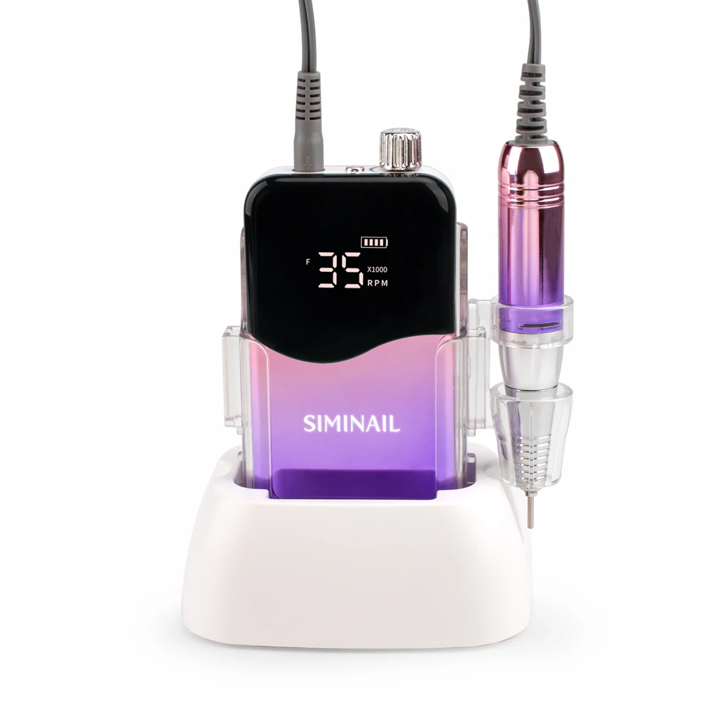 SIMINAIL 네일 드릴 머신 전문 35000RPM 휴대용 전기 네일 파일 충전식 매니큐어 기계 세트 Efile 비트 키트
