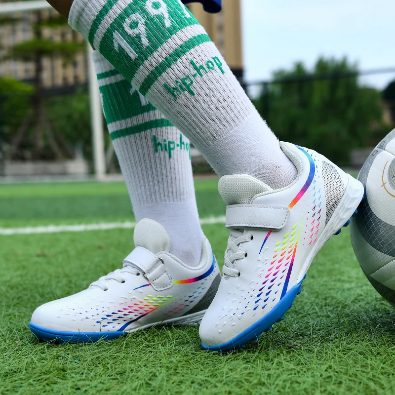 어린이용 잔디 축구화, 미끄럼 방지 훈련 클릿, 풋살 운동화, 축구 스포츠 신발