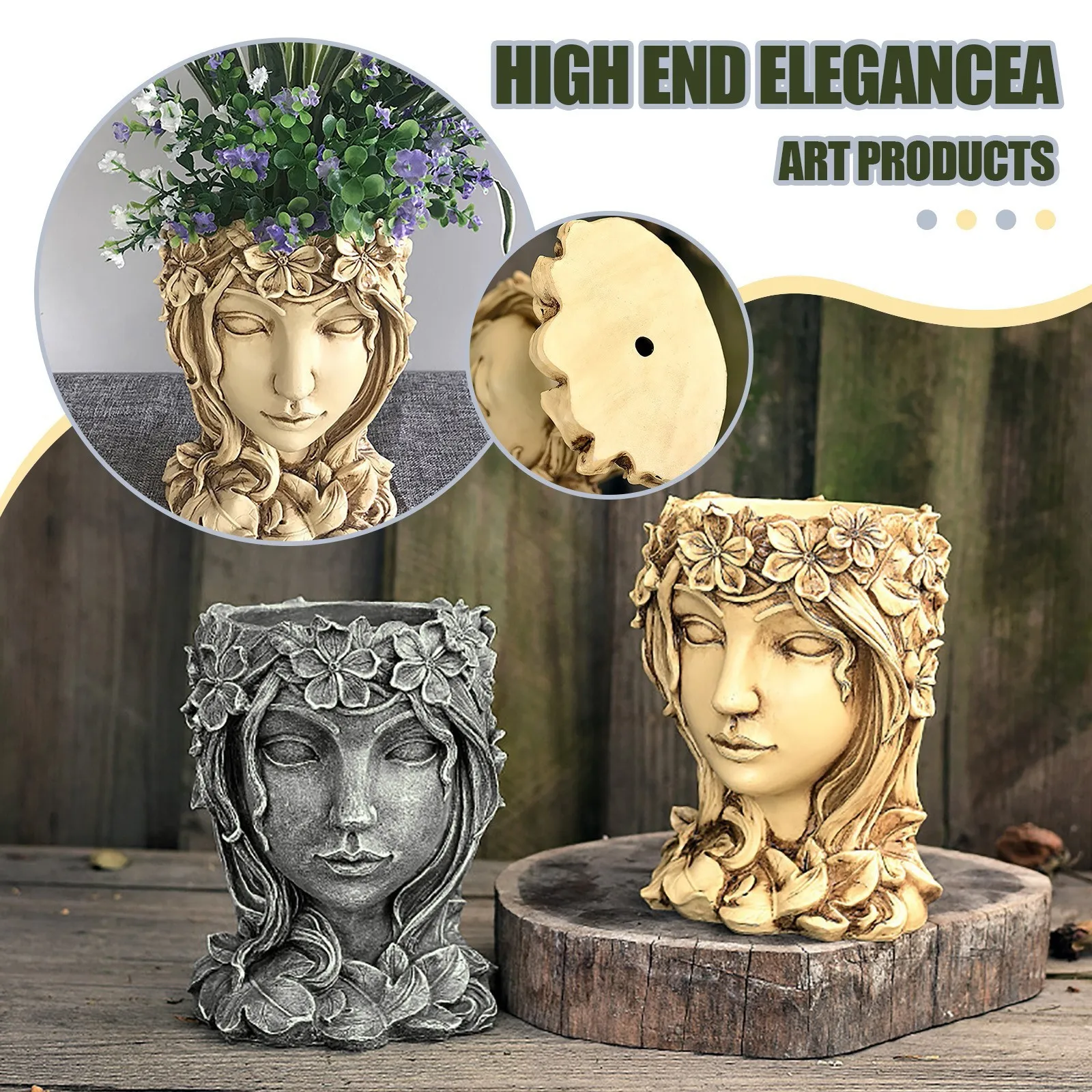 Beleza moderna vaso fogo deusa cabeça retratos colorido desenho arranjo de  flores personalidade pintados à mão resina escultura x5744 - AliExpress