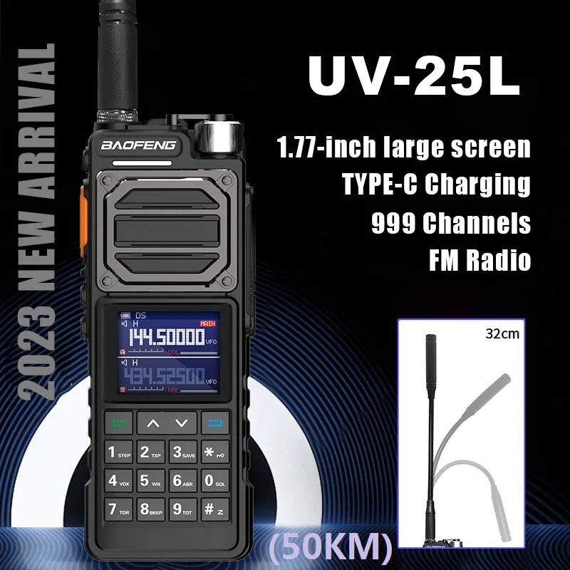 BAOFENG UV-25L Walkie Talkie High Power 50KM 136-520MHz Outdoor Portable Two Way Radios 999 Channels 2023 New Arrival Interphone 2