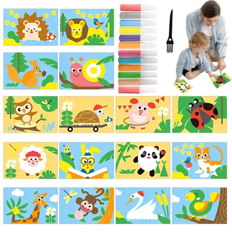 

Creative DIY Sand Painting Kids Montessori Toys Children Crafts Colour Sand Art Pictures Drawing Paper Educational Toys