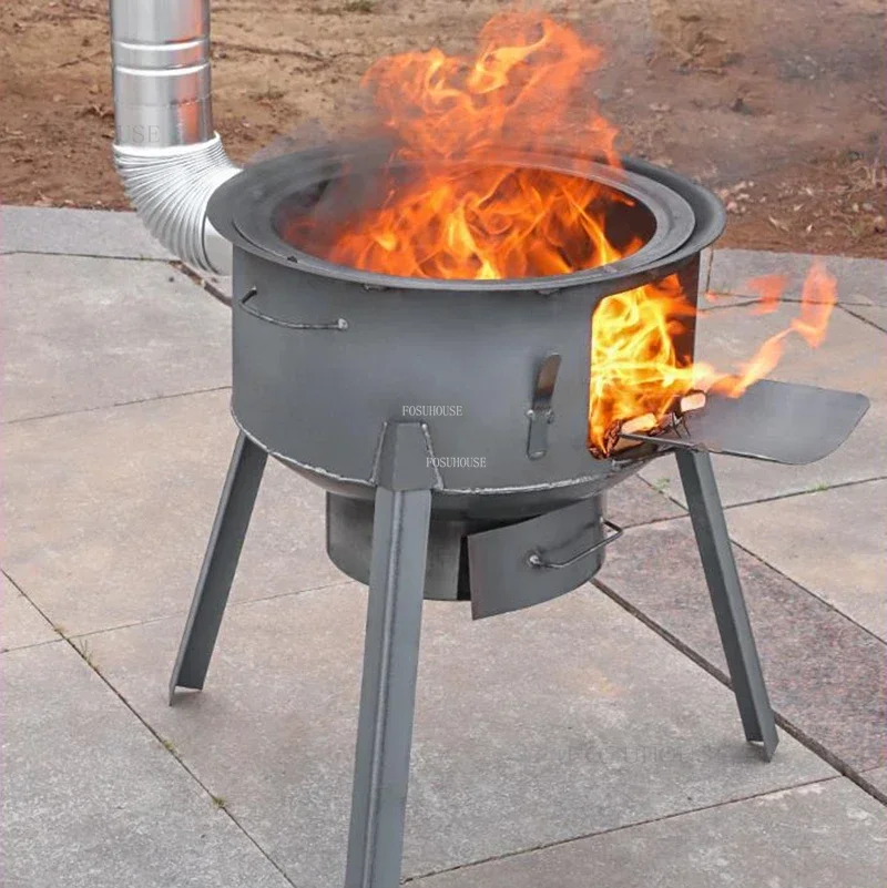 Camping Field Fire Pits Household Rural Portable Brazier Stove Outdoor Grill Stand Camping Stove Heating Wood Fire B