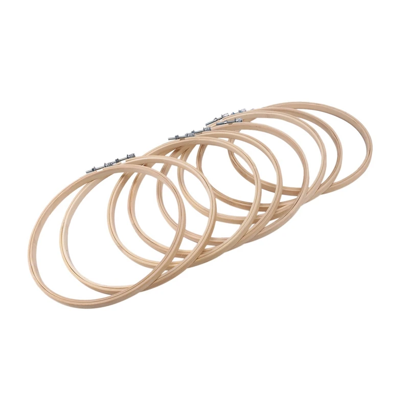 24 Pieces 8 Inch Wooden Round Embroidery Hoops Adjustable Bamboo Circle Cross Stitch Hoop Ring Bulk