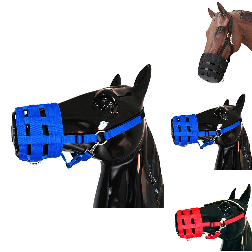 

Grazing Muzzle PP With Horse Rope Chin Neck Pads Easy Breath Durable Comfortable Grazing Muzzle for Horses