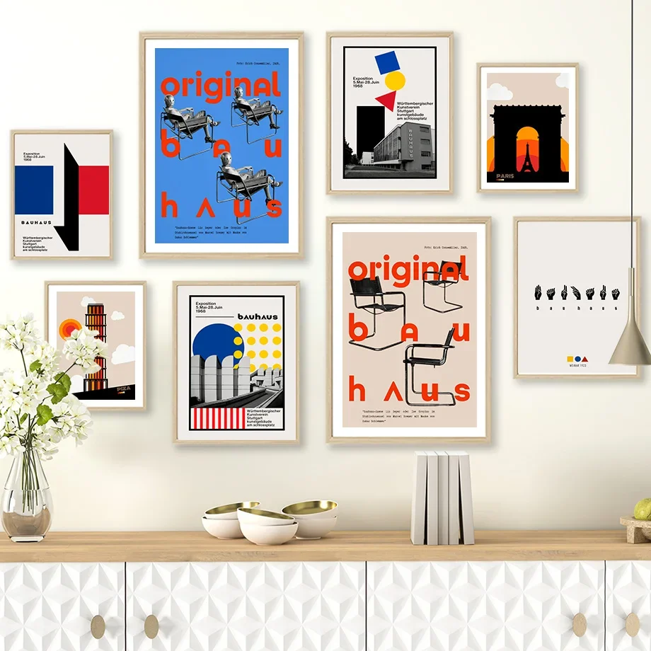 

Retro Bauhaus Abstract Geometry Pisa Paris Tower Wall Art Canvas Painting Posters And Prints Wall Pictures For Living Room Decor