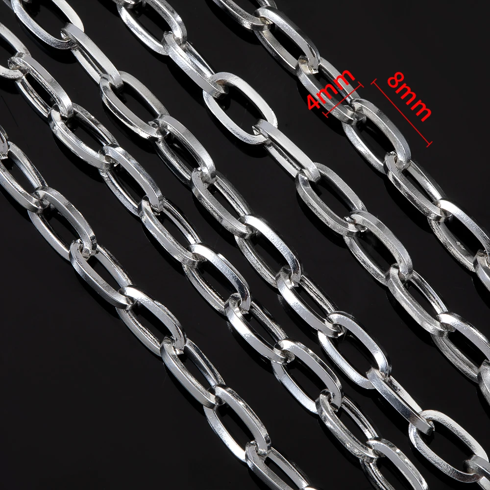 Stainless Steel Silver Square Link Chain for Jewelry Making - 3 Meters Total