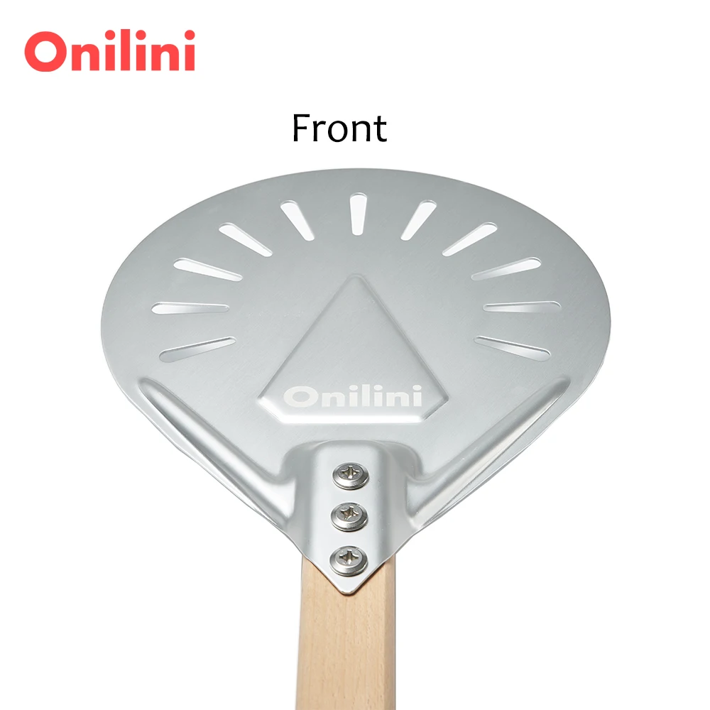 7/8/9 inch Perforated Pizza Peel Anodized Wooden Handle Short Pizzas Shovel Pizza Shovel Paddle with Free Spoon