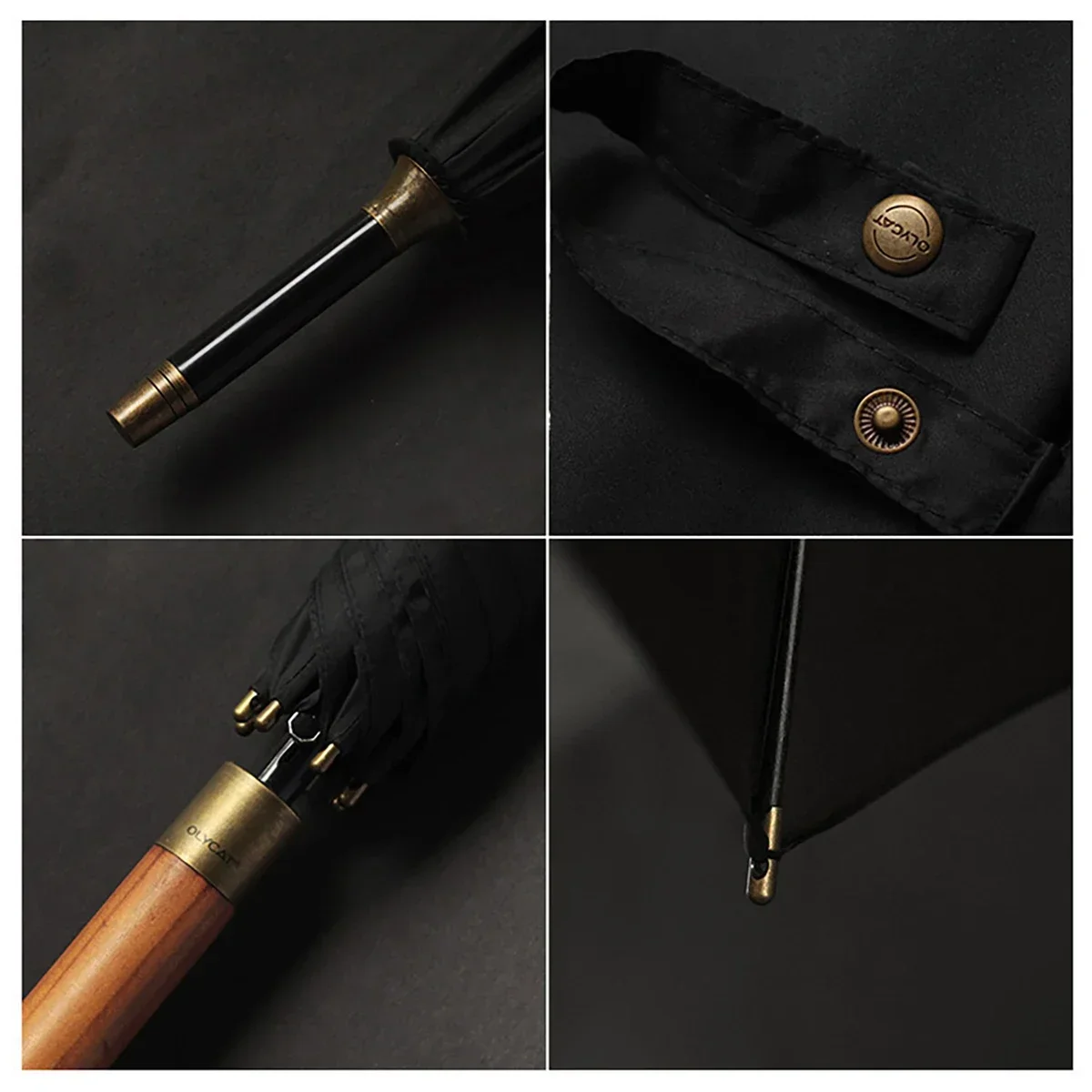 OLYCAT Wooden Long Umbrella Men Business Vintage Big Golf Umbrellas Wind Resistant Simple Outdoor Travel Umbrella Rain Women wind resistant umbrella,windproof umbrella