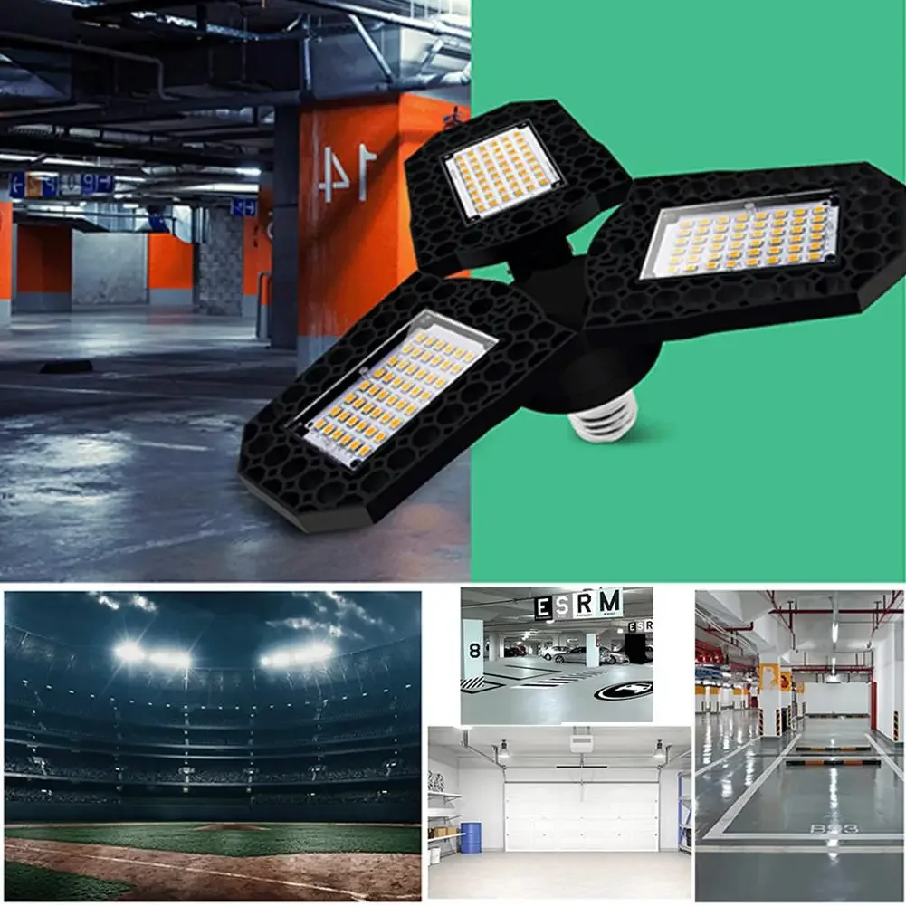 

Светодиодная лампа для гаража, энергосберегающая Складная деформируемая лампа высокой яркости с регулируемым углом, 40 Вт/60 Вт/80 Вт