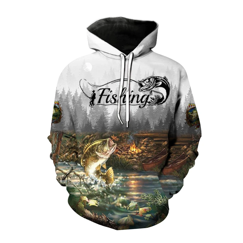 thumbnail image 1 of Nueva sudadera con capucha con estampado 3D de pesca salvaje para hombres, sudadera para entusiastas de la caza de peces, sudaderas de talla grande para hombres y mujeres, 1 of 5