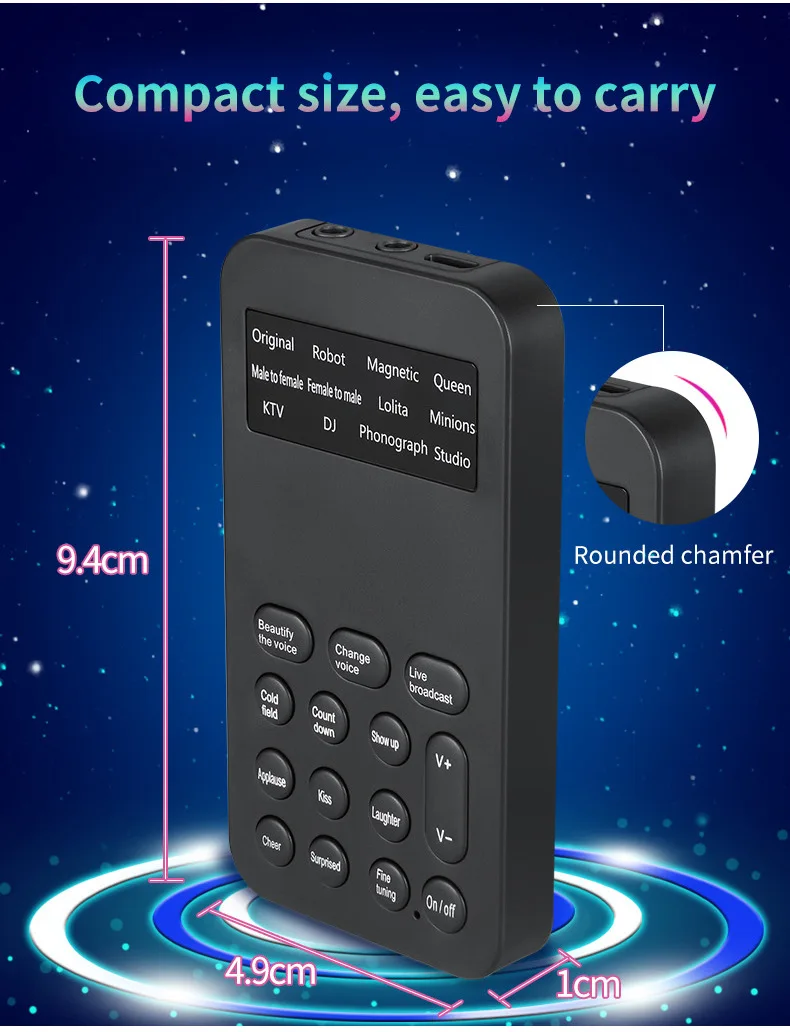 Voice transformer Mini Portable 8 Voice Changing Modulator Voice Changer with Adjustable Voice Functions