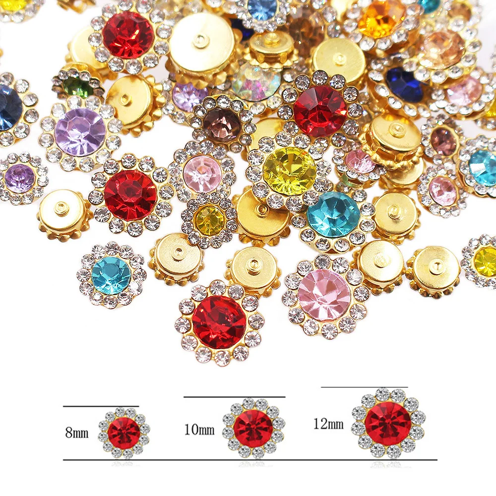 Sew On Rhinestones 8mm-12mm Sunflower Sewing Claw Crystals Glass Beads Buttons Stones