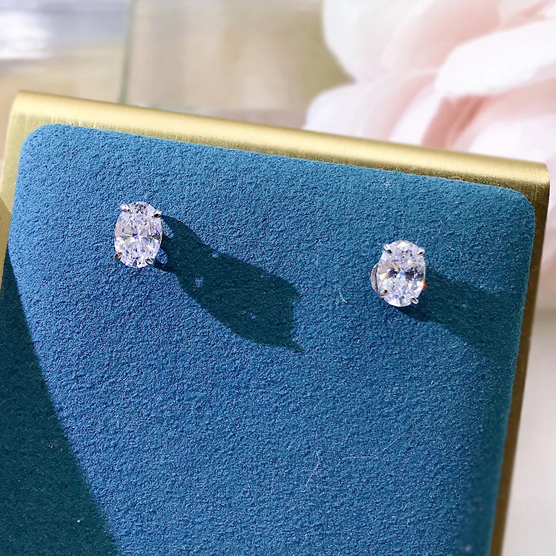 Cubic Zirconia Earrings CAOSHI Simple Oval-shaped for Female Jewelry