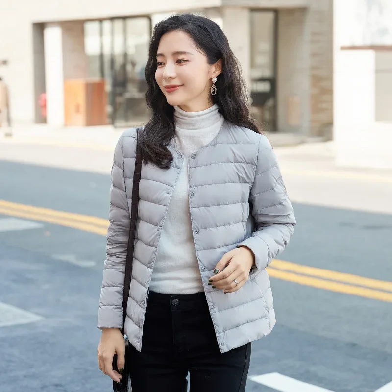 

New Autumn Winter Warm Women's White Duck Down Jacket for Slim Fashion Ultra Light Short Coat F183