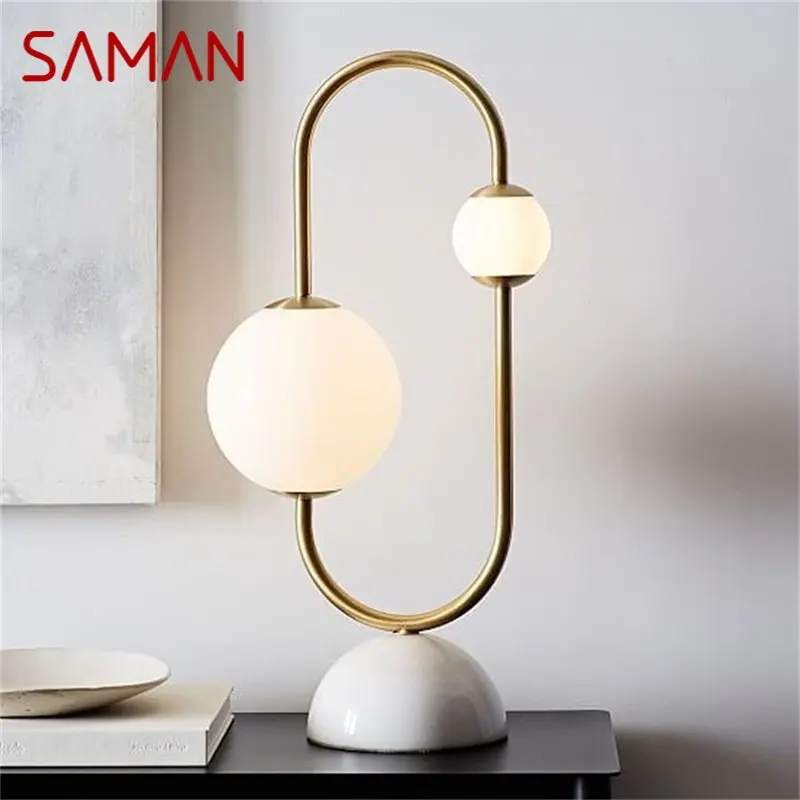 

Современная креативная настольная лампа SAMAN в скандинавском стиле с регулировкой яркости, настольное освещение для украшения дома, гостиной