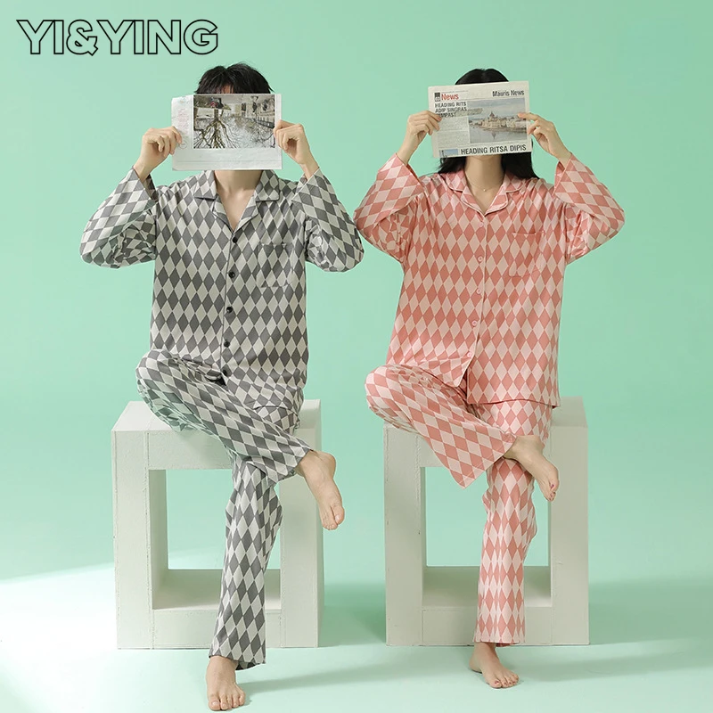 

Женская Хлопковая пижама [YI & YING], белая тонкая пижама из чистого хлопка с длинными рукавами, с рамой, WAZC064, для дома, для осени и весны