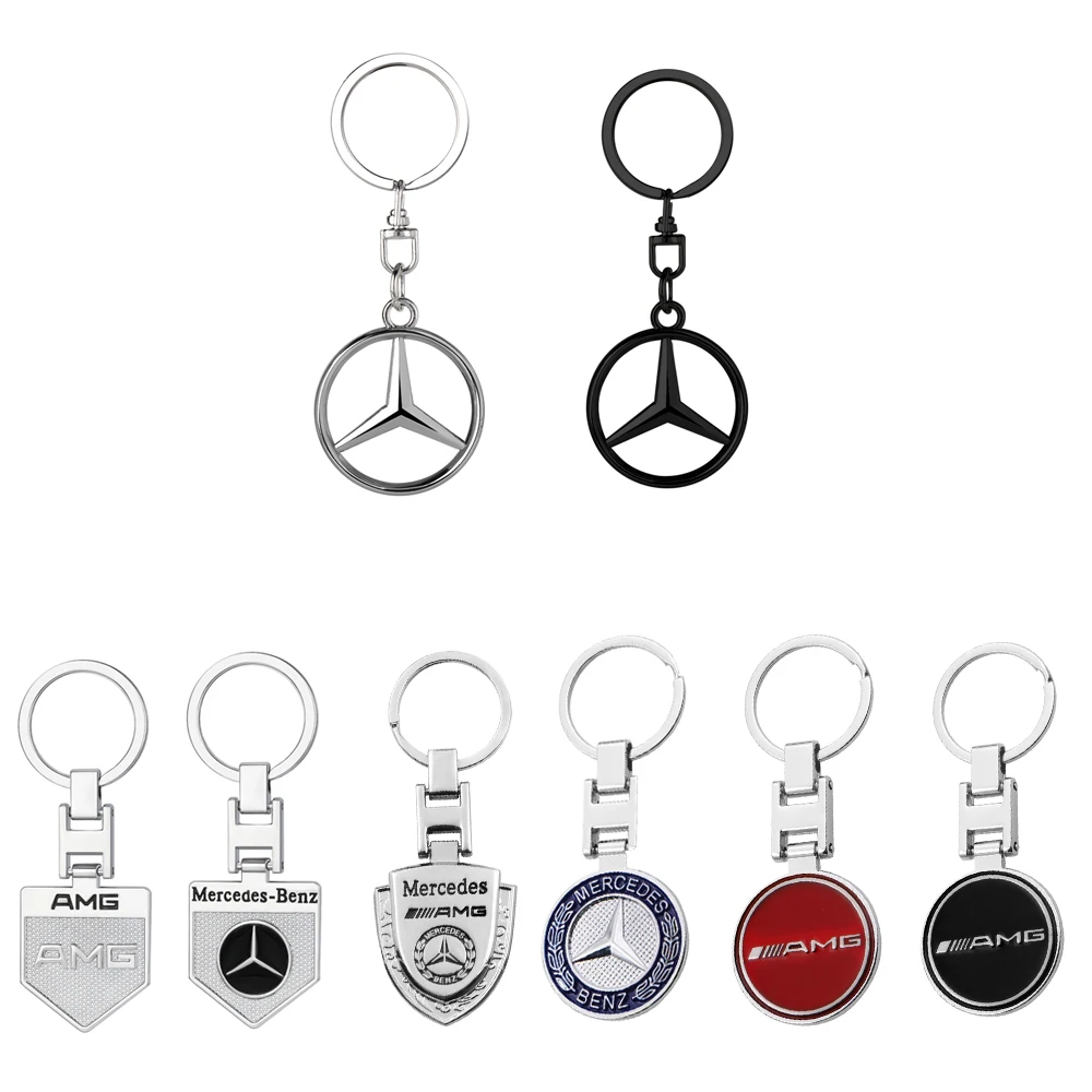 Porte-clés de style de voiture en métal/cuir 3D, pour Mercedes Benz Amg X156 W204 W205 W203 W211 W212 W169 GLC A180 W108 W213 W220