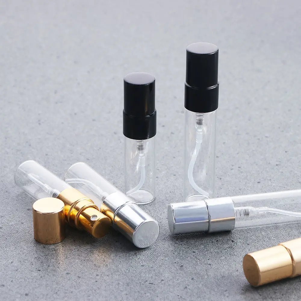 10ml Sample Vials Gold Silver Cap Transparent Liquid Cosmetic Container Spray Bottle  Atomizer Refillable Glass Bottle