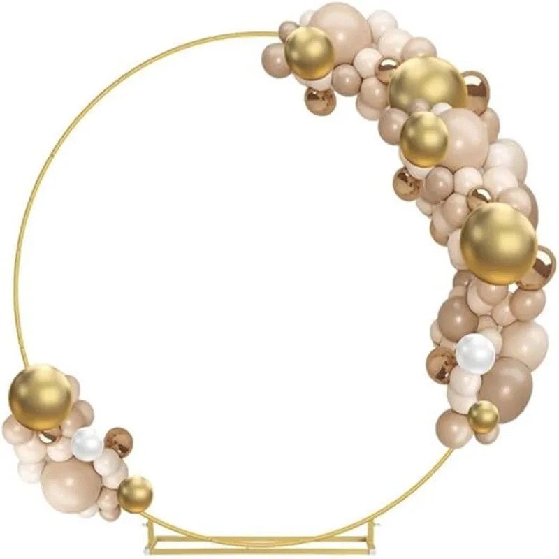 Wedding Arch Set Metal Circle Stand Wedding Arche Round Balloon Arch Flower Gold Background Arch DIY Frame Birthday Party Baby Shower Decor