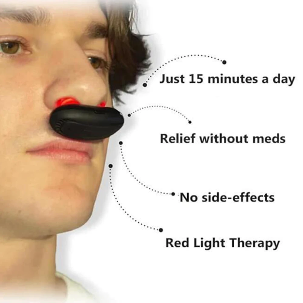 Nose Relief Device Cordless Red Light Nasal Therapy Rhinitis Relief Low Frequency Pulse Massage