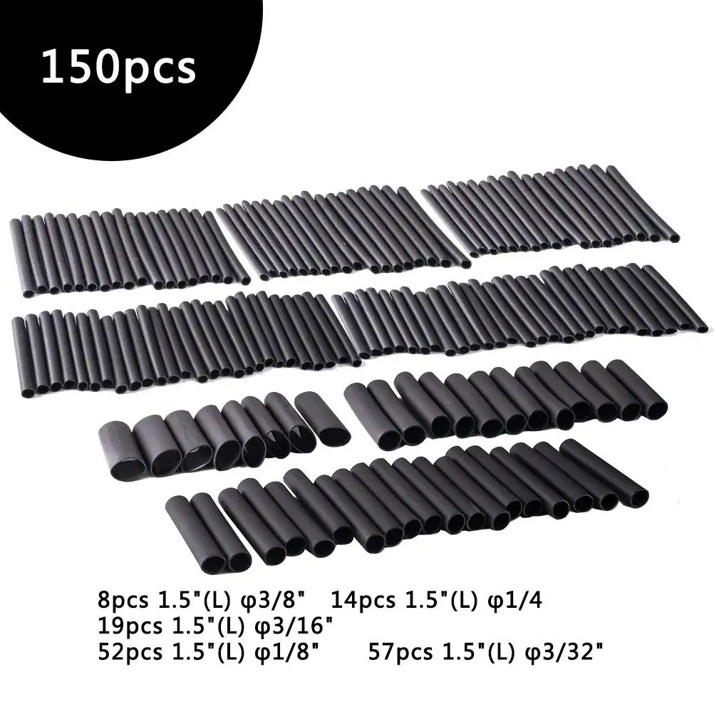 Dual Wall Adhesive Heat Shrink Tubing Kit 5 Sizes (Diameter): 3/8, 1/4, 3/16, 1/8, 3/32 inch for DIY 150pcs