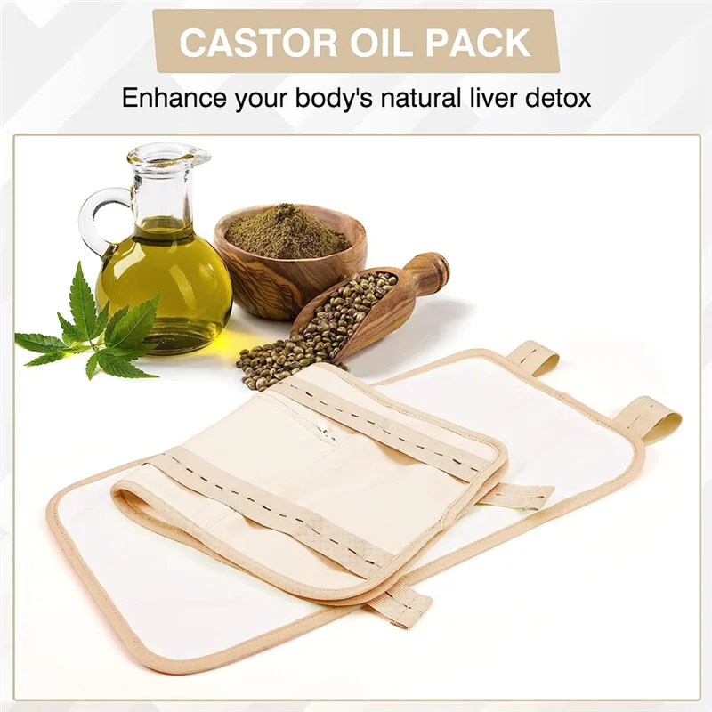 Castor Oil Pack Adjustable Reusable Castor Oil Pack Wrap Elastic Strap Machine Washable Anti Leak Skin Color