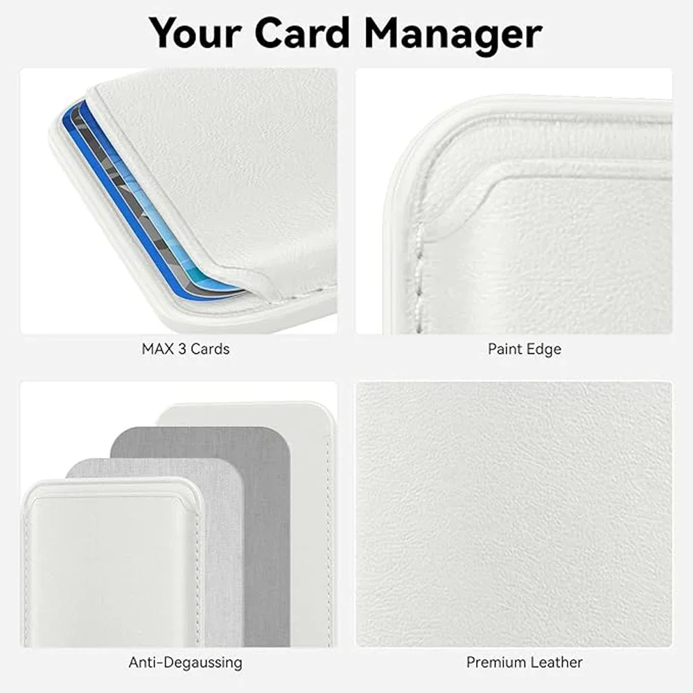 Leather MagSafe Wallet with Strong Magnetic Closure and RFID Blocking Technology