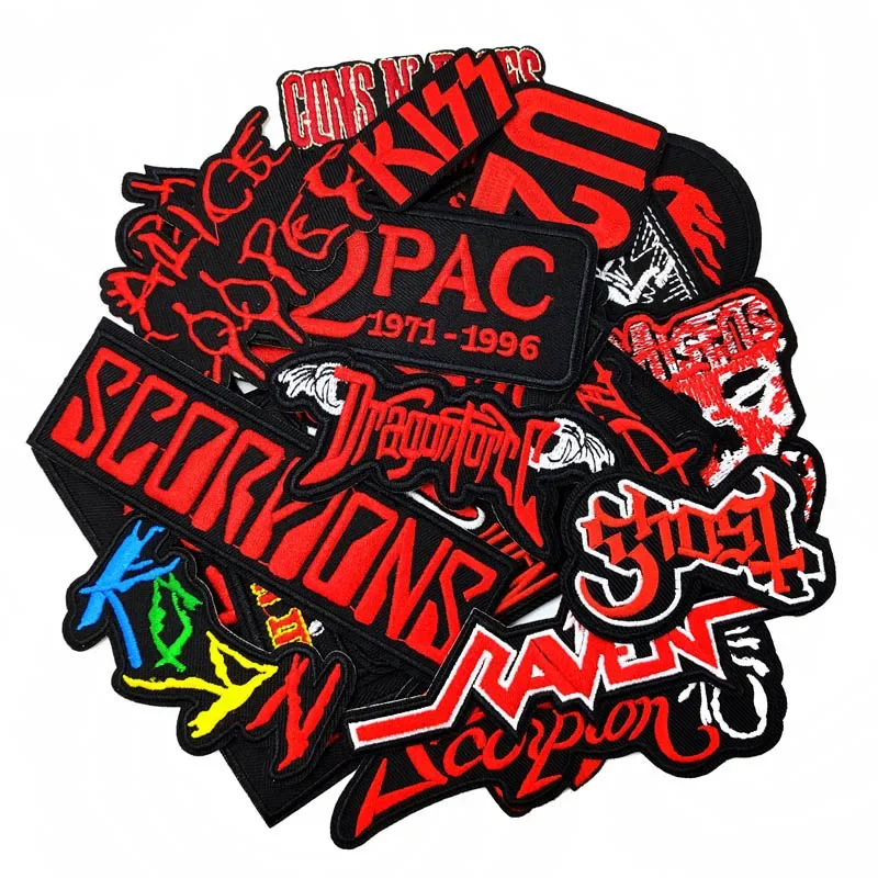 50 Pz/lotto Rock Band Toppe E Stemmi Vesti Musica Punk Stiratura Distintivi Appliques Strisce Ricamate Per Giacca Jeans Adesivi FAI DA TE - Foto 6