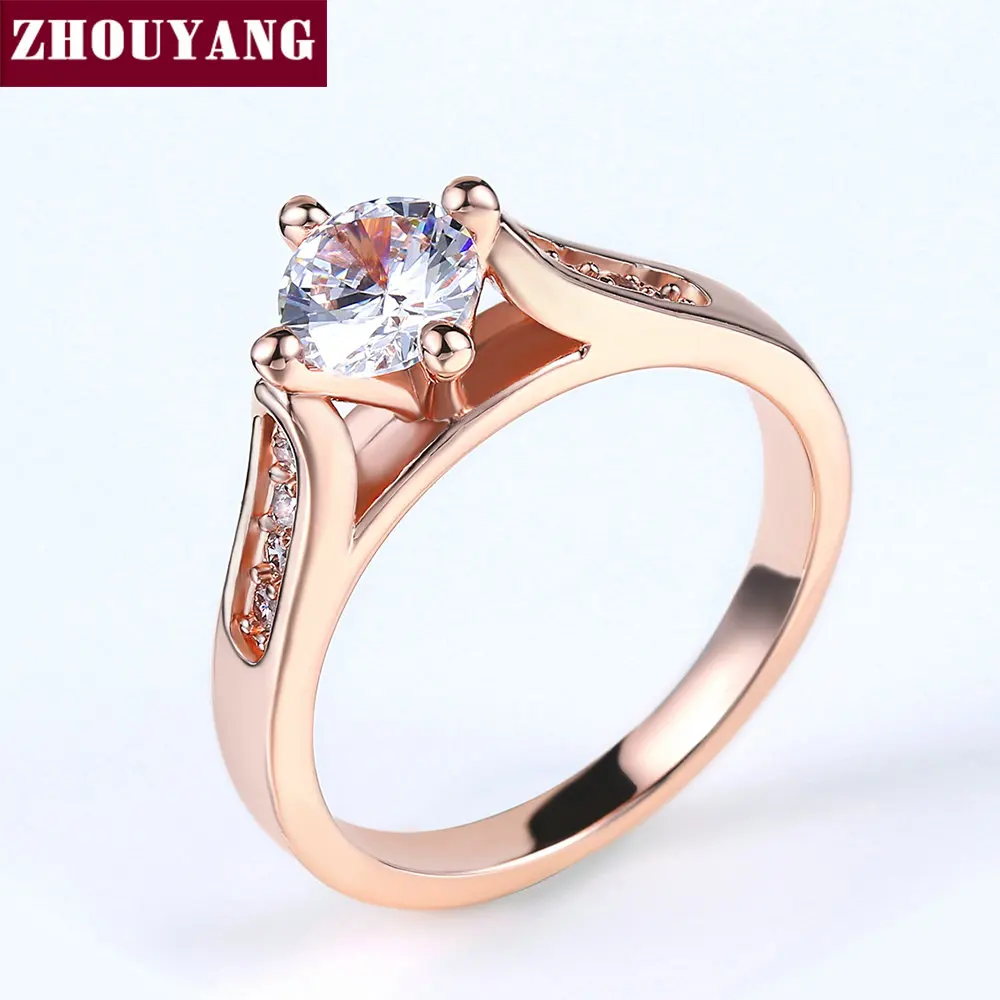 Engagement Wedding Ring For Women Classic Prong Setting CZ Rose Gold Lover's Ring R064 R065 wedding rings,womens ring,jewelry rings,ring jewelry,cubic zircon ring
