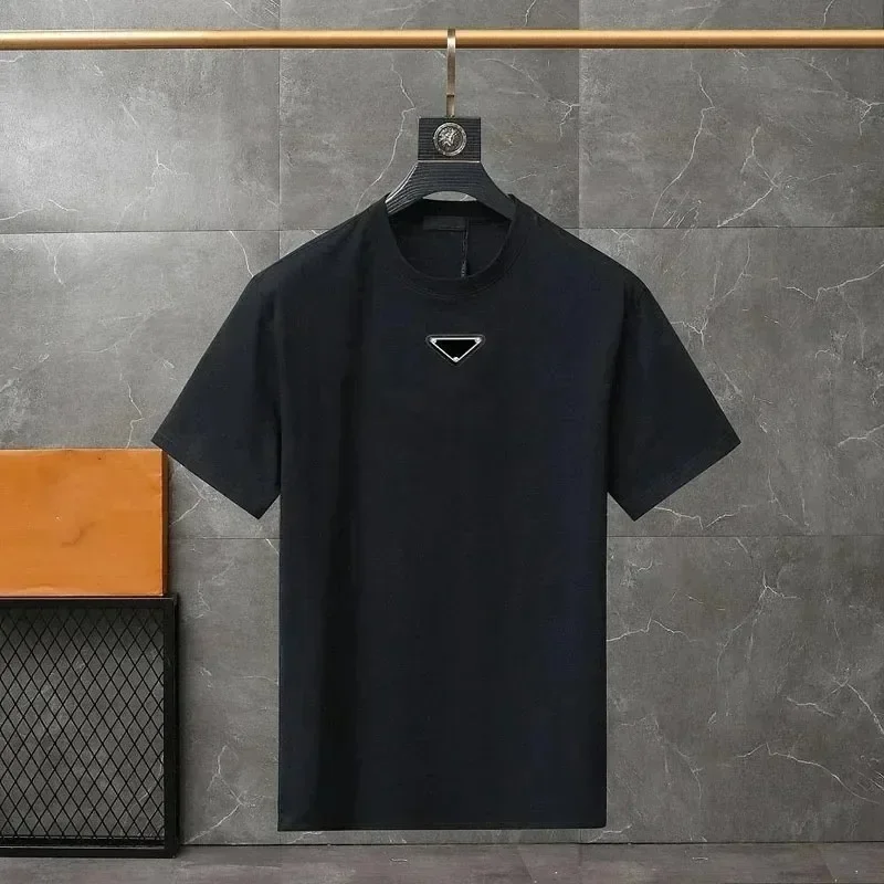 Summer Clothing Men T-shirt Luxury Triangle Pattern Print Ovesized Short Sleeve Women Cotton High Quality Sports Tees Tops