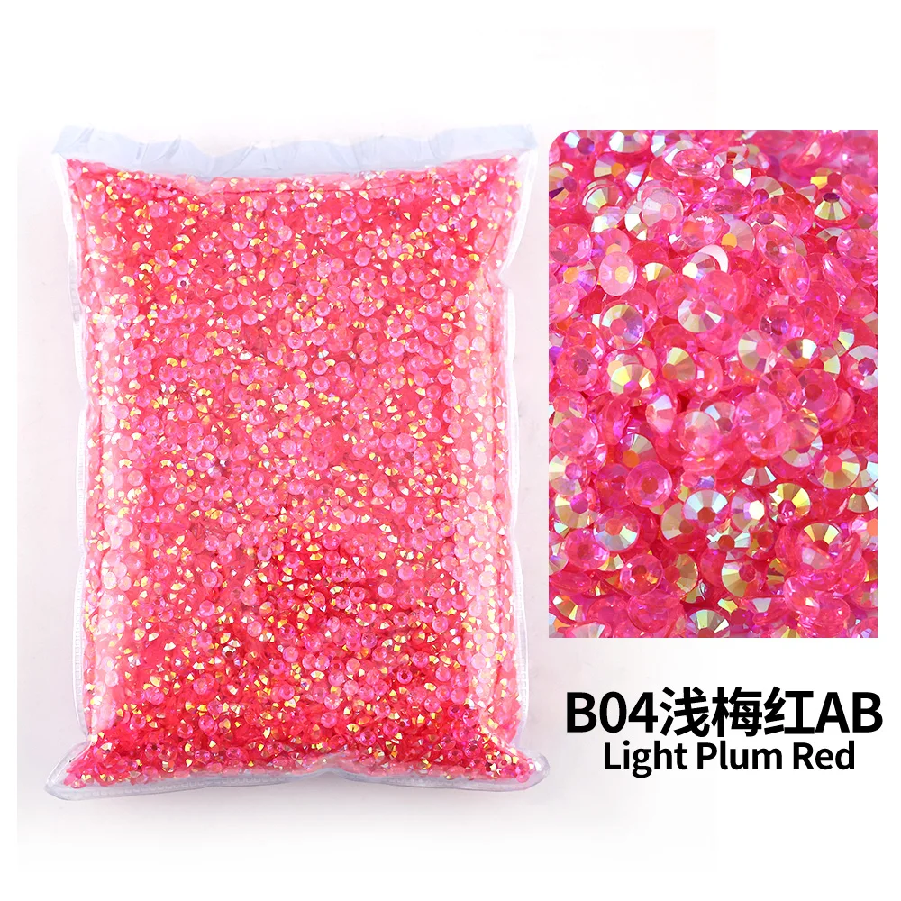 Colorful AB Transparent Resin Rhinestone FlatBacks for Nail Art and Garment Decoration - Bulk Wholesale