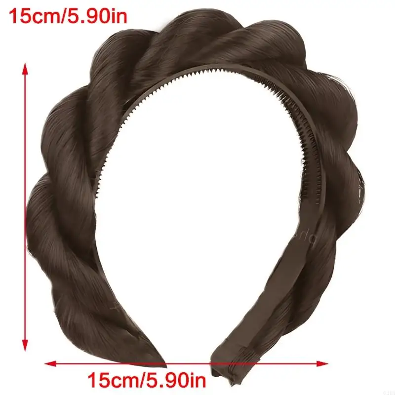 G2TB Girls Braided Hairband Hair Extensions Headband for Cosplay Street Photography Braided Bun Princess Coser