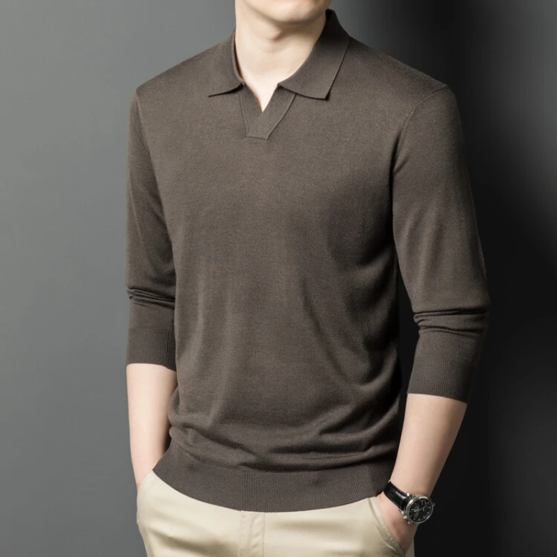 Men's pullover sweater with V-neck, business casual polo , keeping warm with wool . cashmere sweater.High-quality men's clothing 2