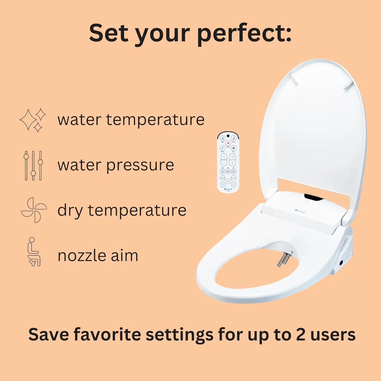 Swash Electric Bidet Toilet Seat With Oscillating Nozzle Warm Air Dryer Night Light Remote Control - Elongated White 5