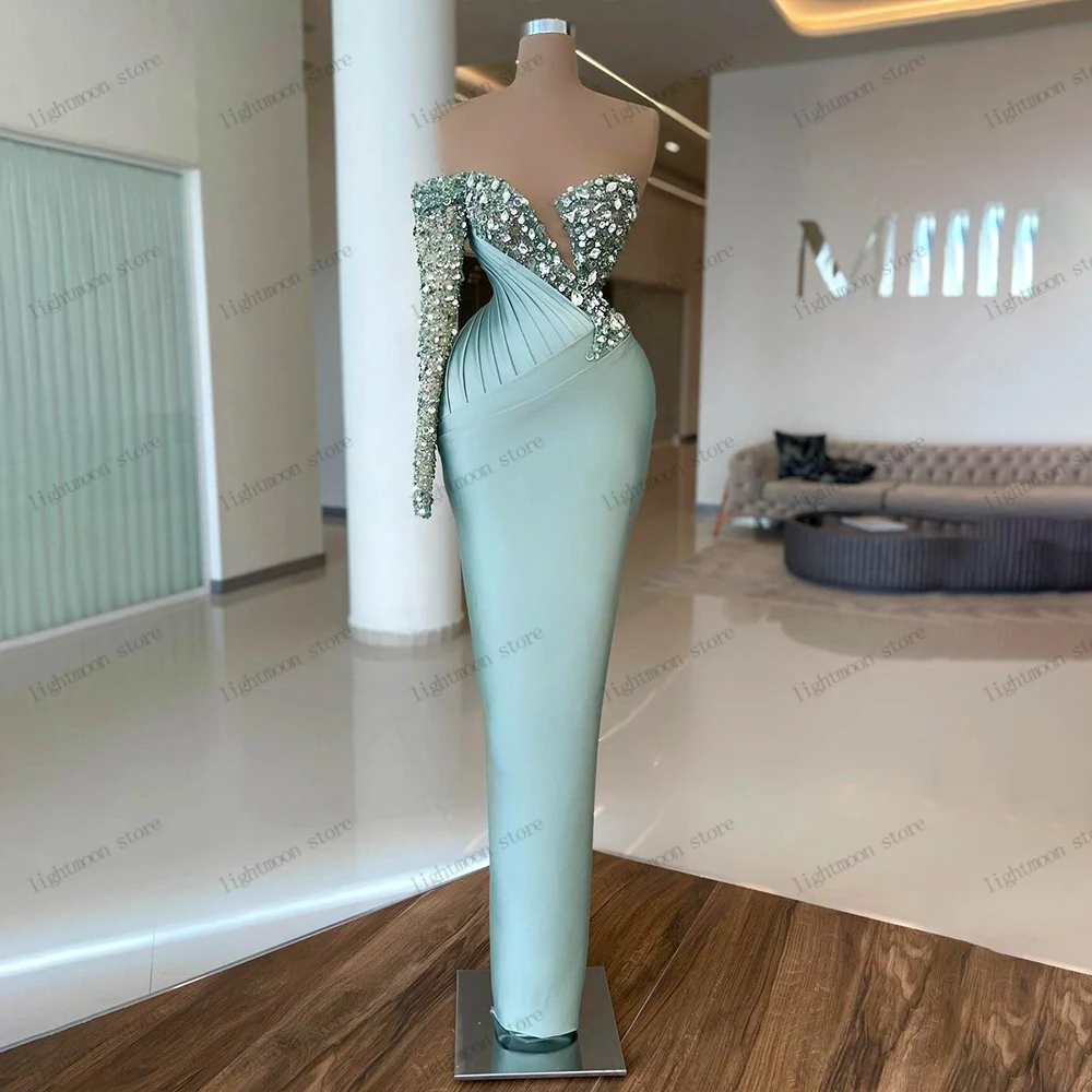 

Vintage Evening Dresses Classic Prom Dress Beading Appliques Satin Sheath Mermaid Floor Length Robes For Party Vestidos De Gala