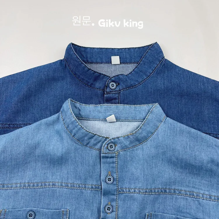 Spring New Boys Girls Denim Shirts Kids Long Sleeve Loose Tops Infant Toddler Casual Large Pocket Shirts Children Clothes