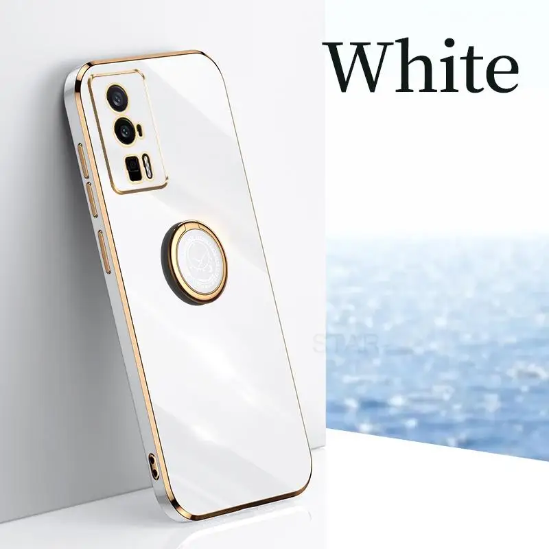 Luxury Plating Ring Holder Phone Case - Soft Silicone Protective Stand Back Cover