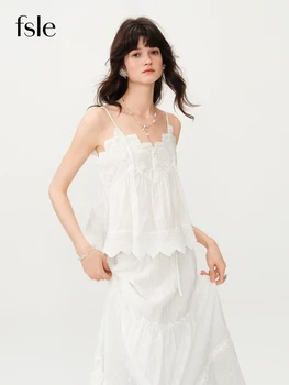 FSLE【L'amour Series】Women's Summer Cotton Embroidered Camisole Tank Chic Inner Layer Lightweight Breathable Casual Elegant Top 1