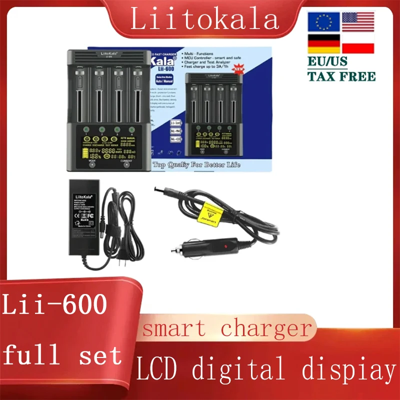

LiitoKala Lii-M4S Lii-M4 Lii-500S Lii-600 Lii-S6 3.7V 18650 26650 21700 18500 Lithium ion 1.2V Nickel hydrogen AA test capacity