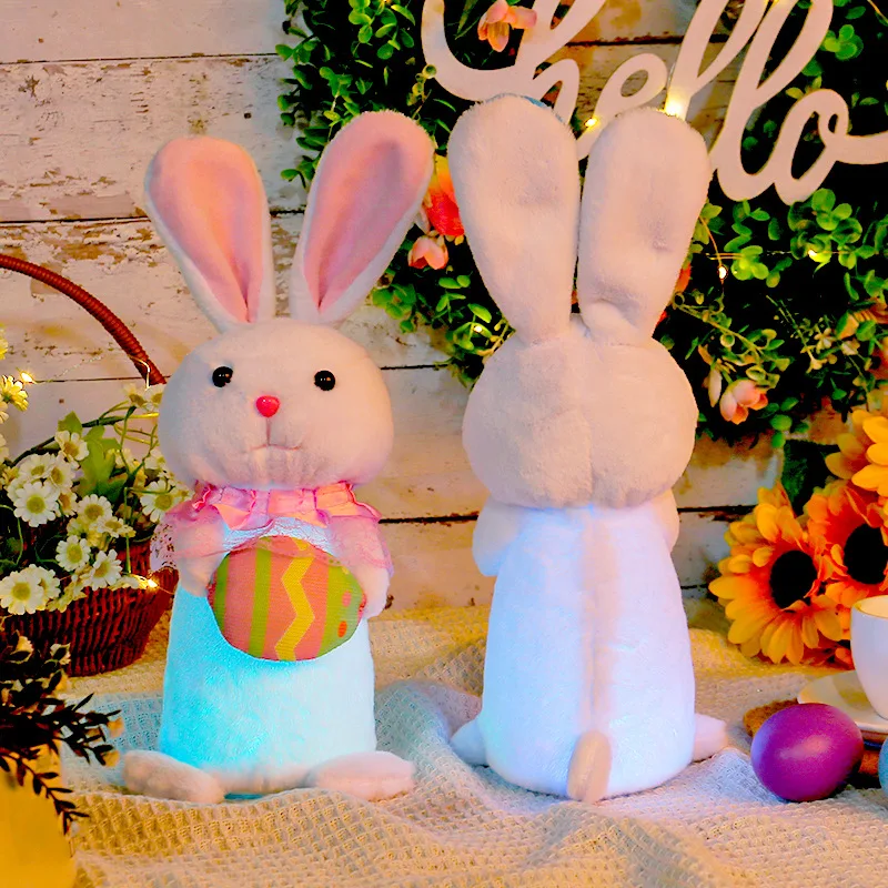2025 New Plush Easter Gnome with LED Lights Handmade Tomte Pink Bunny Gnome Decorations Easter Decorations for Table Toppers