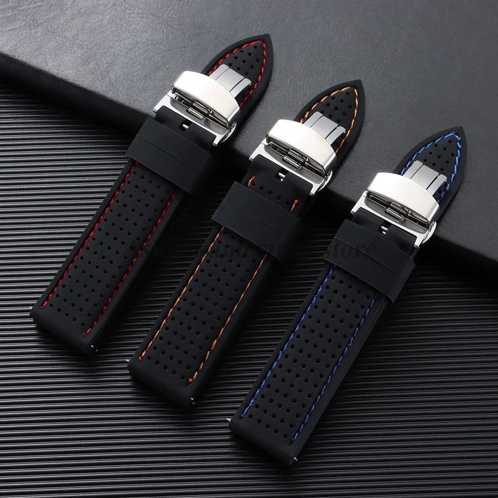 Breathable Silicone Watch Band with Butterfly Buckle