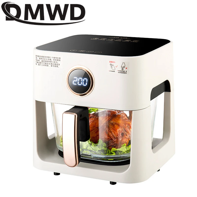 DMWD Electric Glass Fryer No Deep Frying Electric Frying Pan 5L Multi-Functional Healthy Food Fried Chicken Pizza Deep Fryer