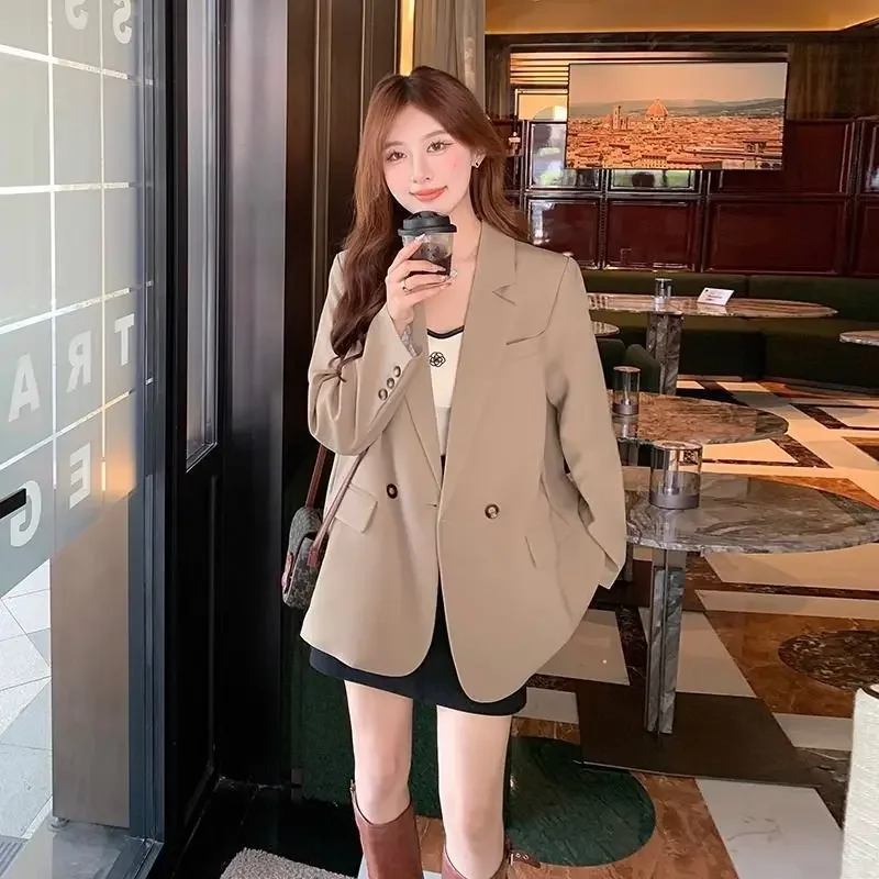 

Insozkdg Solid Loose Suit Jacket 2024 Spring Autumn New French Style Lazy Elegant All-match Casual Lady Small Suit Blazer Tops