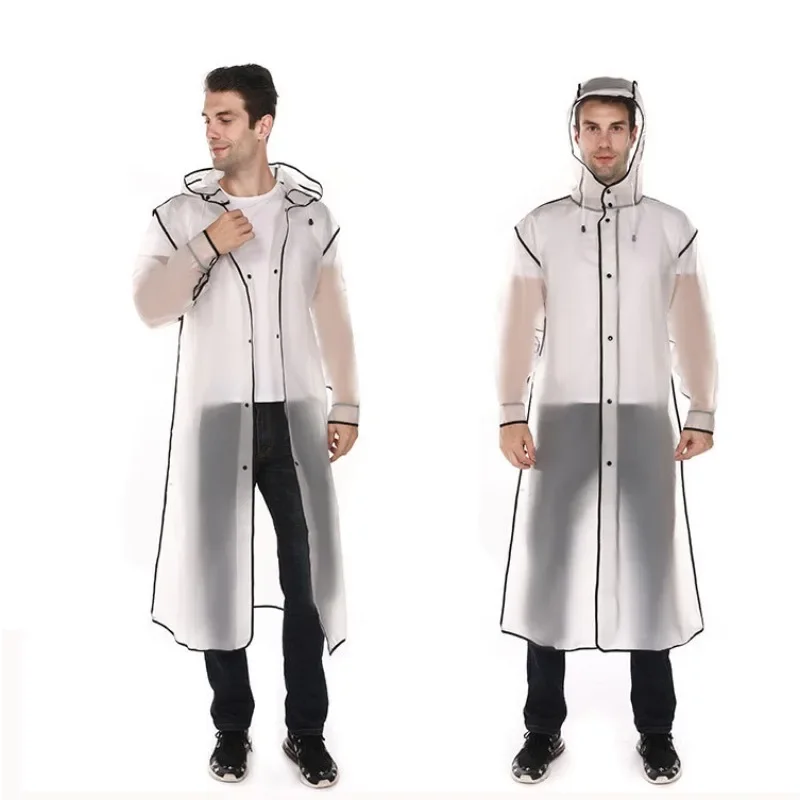 Imperméable long noir pour adultes, manteau de pluie à capuche pour femmes et hommes, randonnée en plein air, voyage, pêche, escalade, épaissi, mode